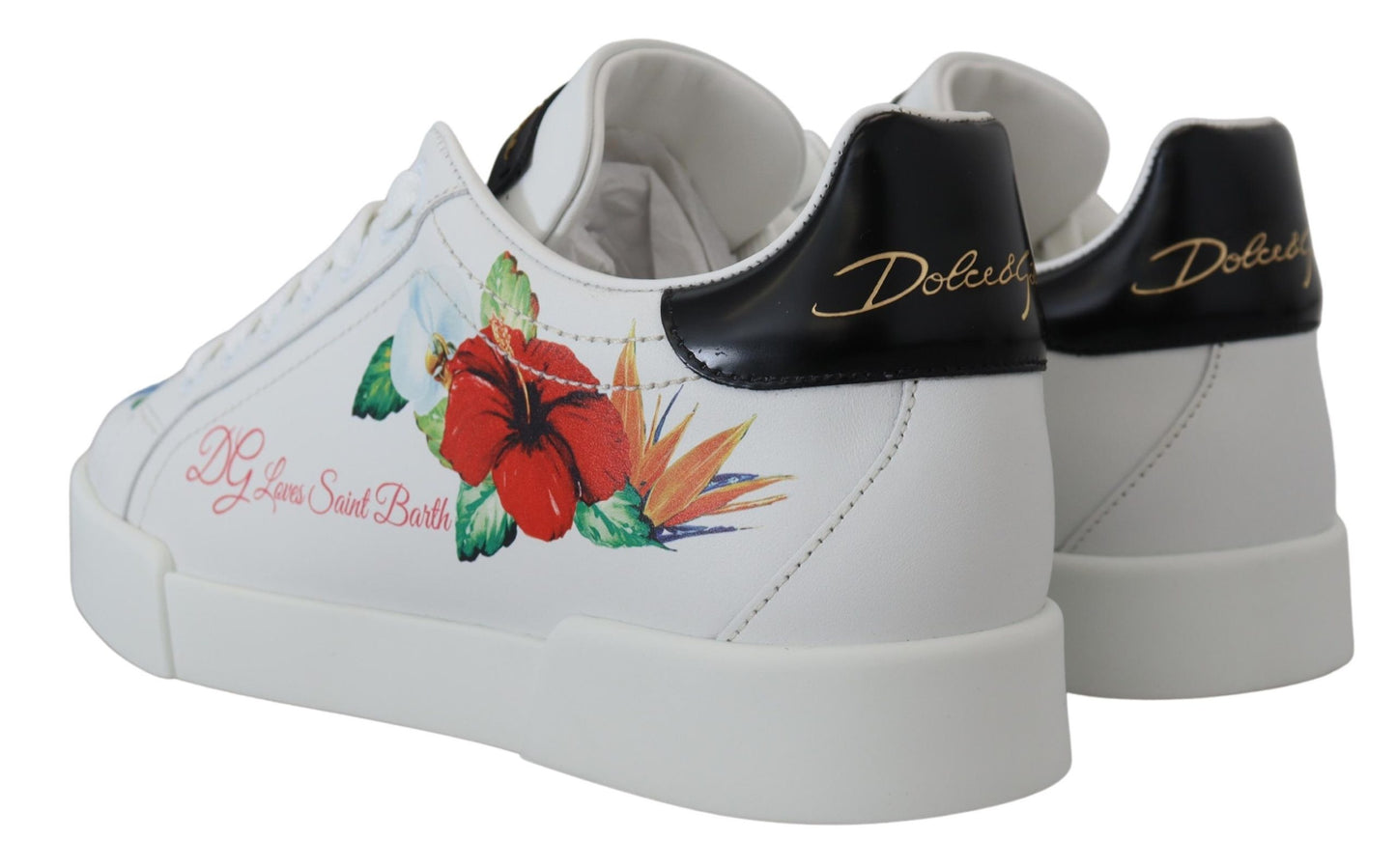 Chic White Portofino Sneakers with Floral Accents