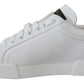 Chic White Portofino Sneakers with Floral Accents