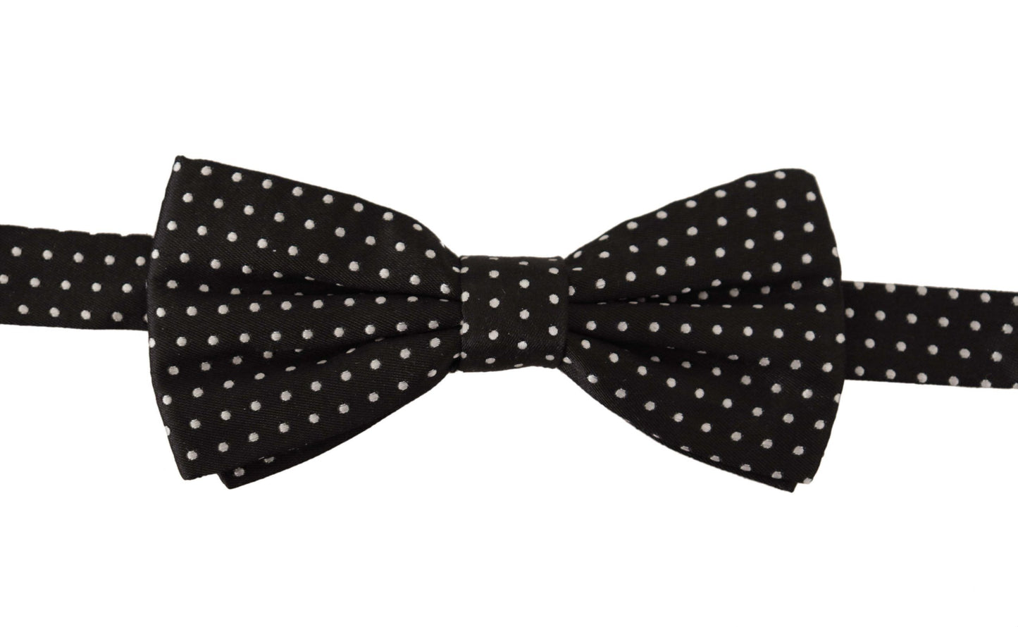 Elegant Black Silk Polka Dot Bow Tie