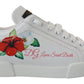Chic White Portofino Sneakers with Floral Accents