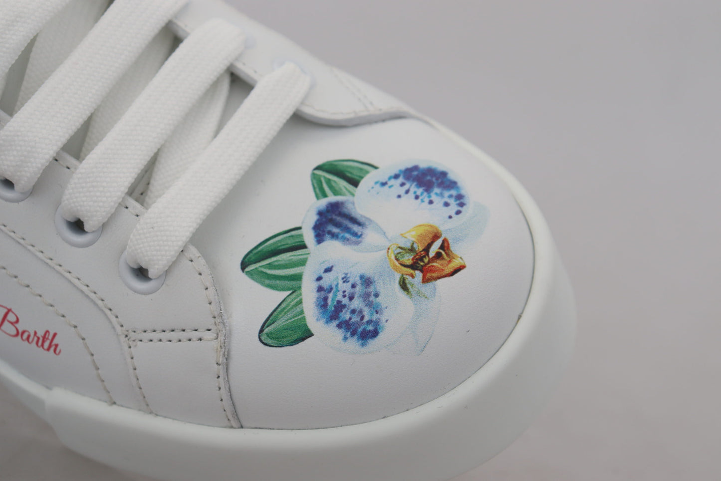 Chic White Portofino Sneakers with Floral Accents