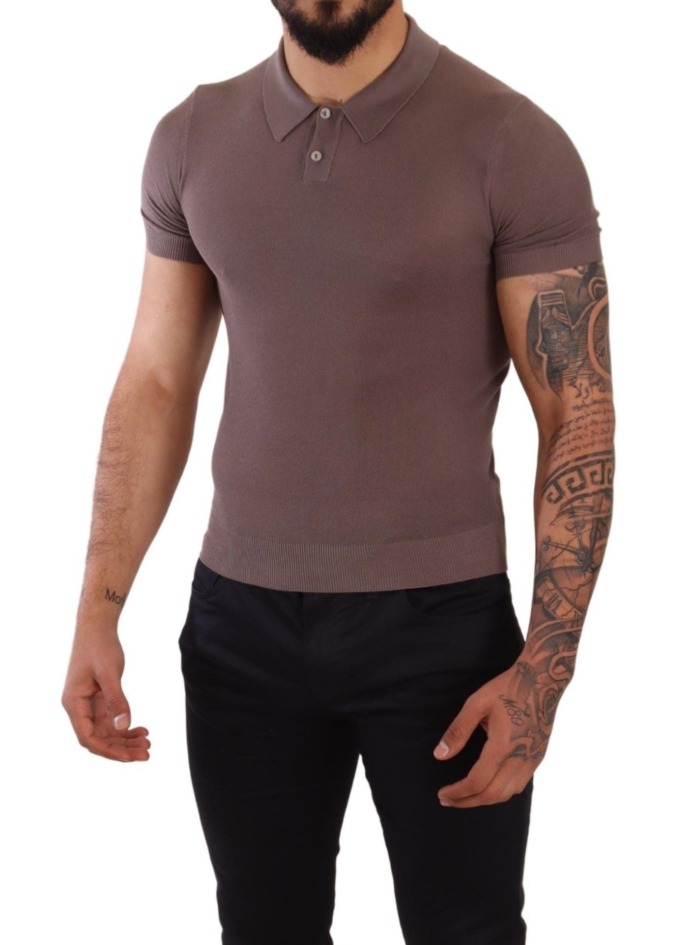 Elegant Purple Silk Polo Shirt