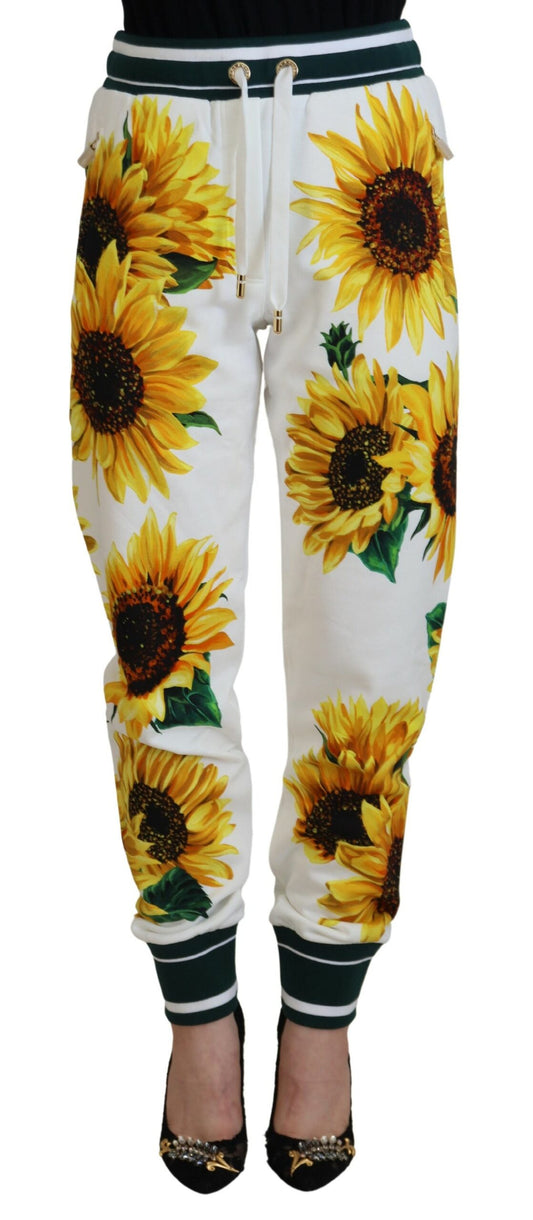 Sunflower Print Cotton Sweatpants