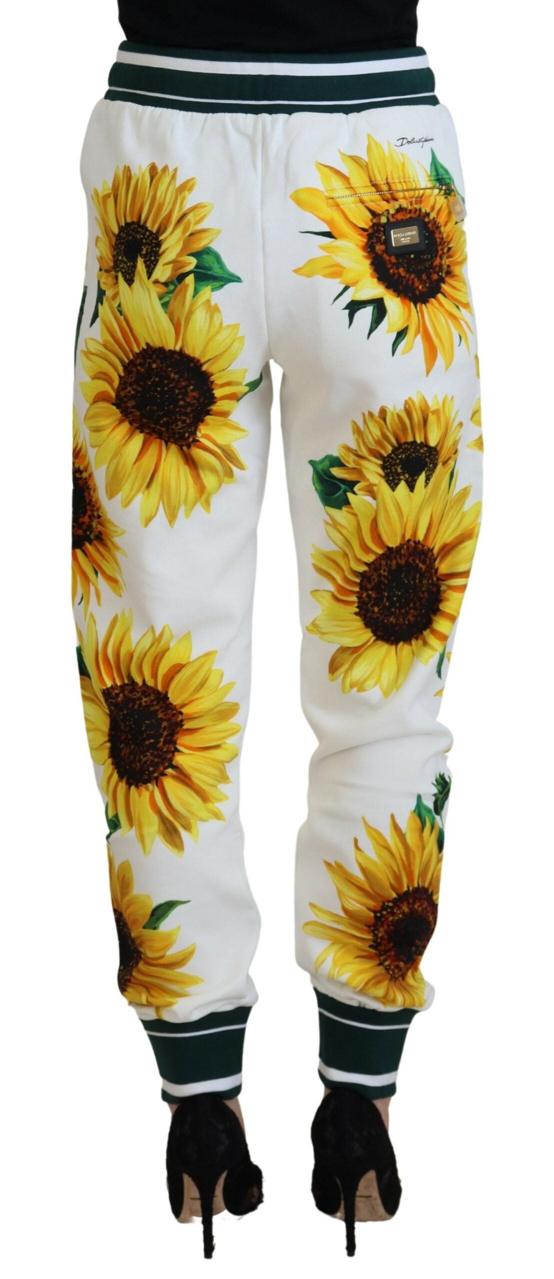 Sunflower Print Cotton Sweatpants