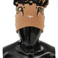 Brown Cats Eye Embroidered Beanie Cashmere Hat
