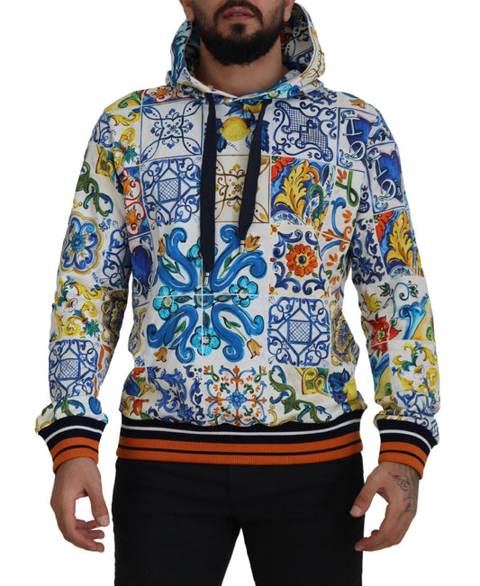 Majolica Print Cotton Hooded Sweater