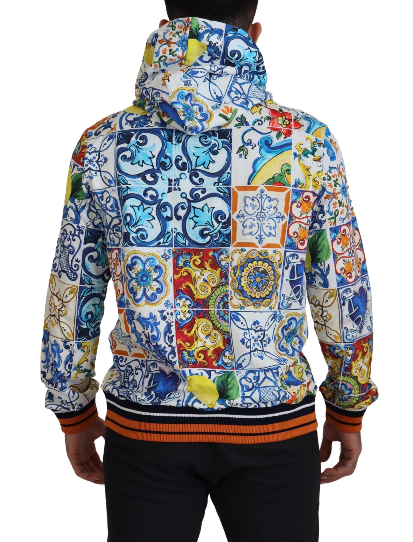 Majolica Print Cotton Hooded Sweater