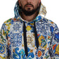Majolica Print Cotton Hooded Sweater