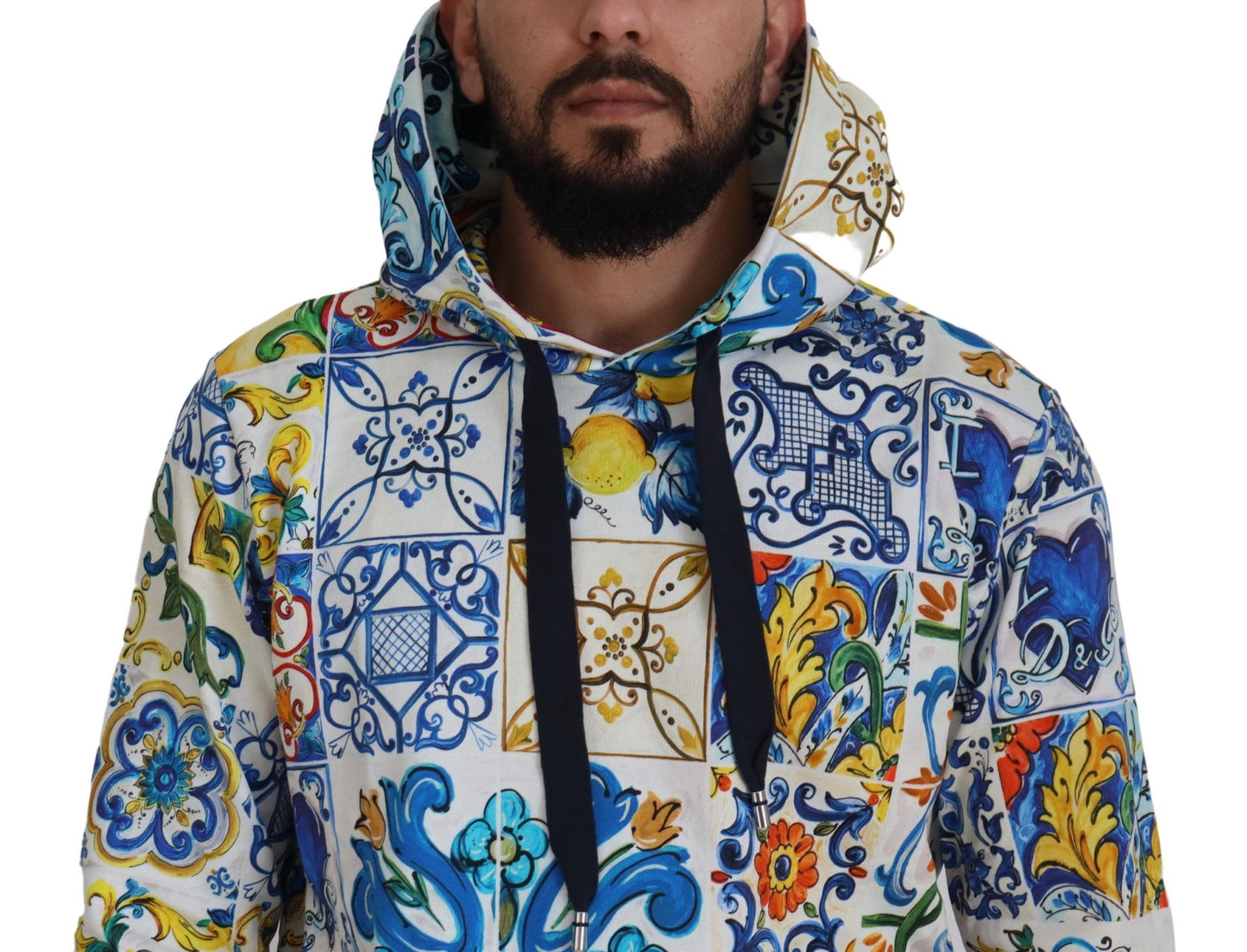 Majolica Print Cotton Hooded Sweater