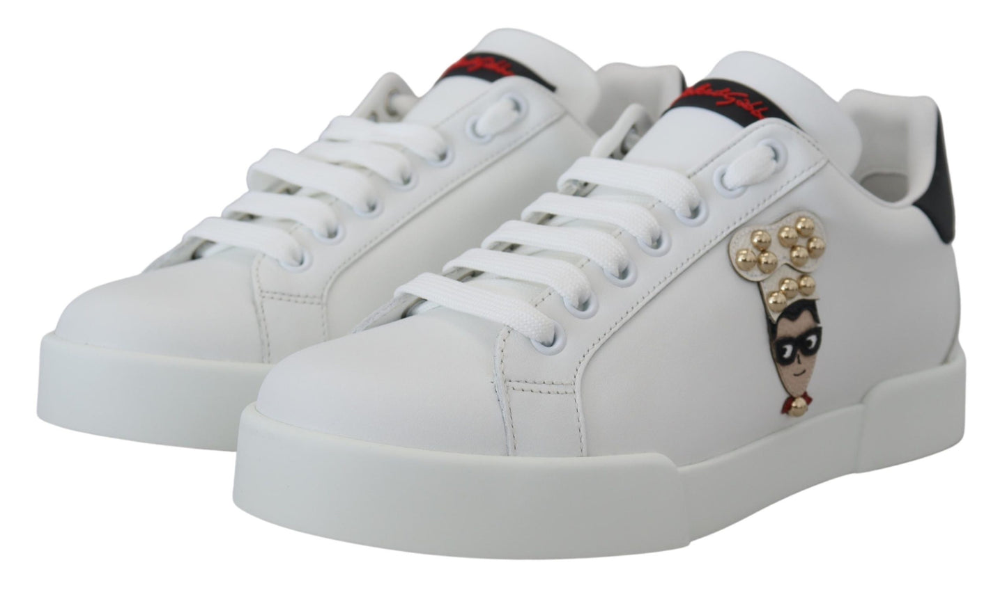 White Logo Patch Embellished Sneakers Shoes