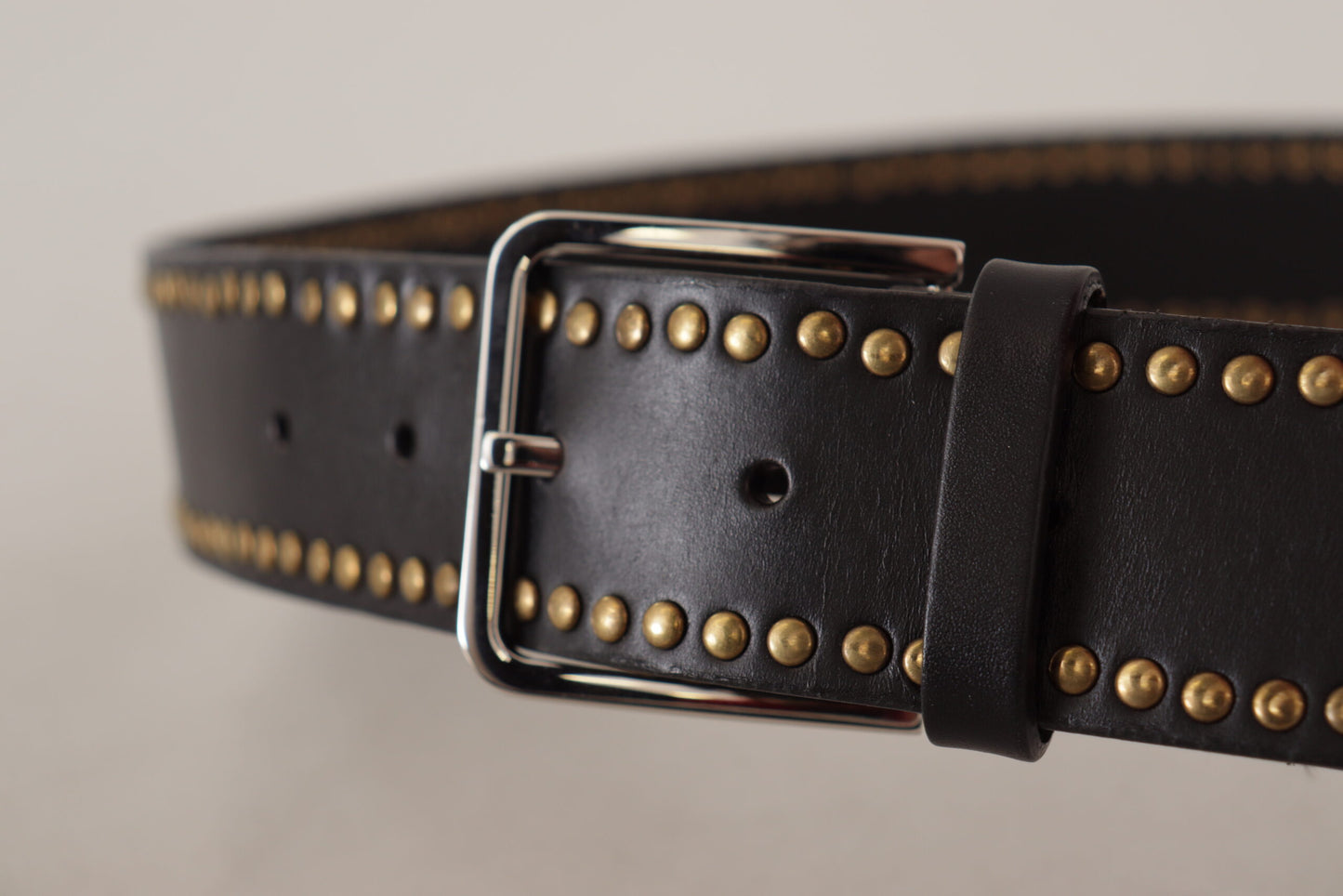 Elegant Black Leather Statement Belt