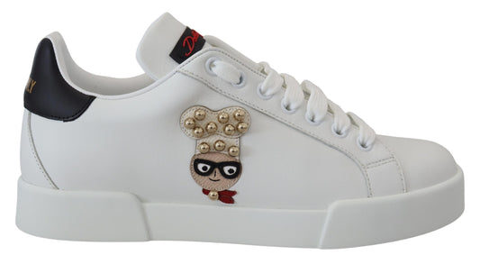 White Logo Patch Embellished Sneakers Shoes