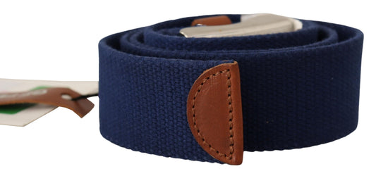 Elegant Blue Cotton-Leather Men's Belt