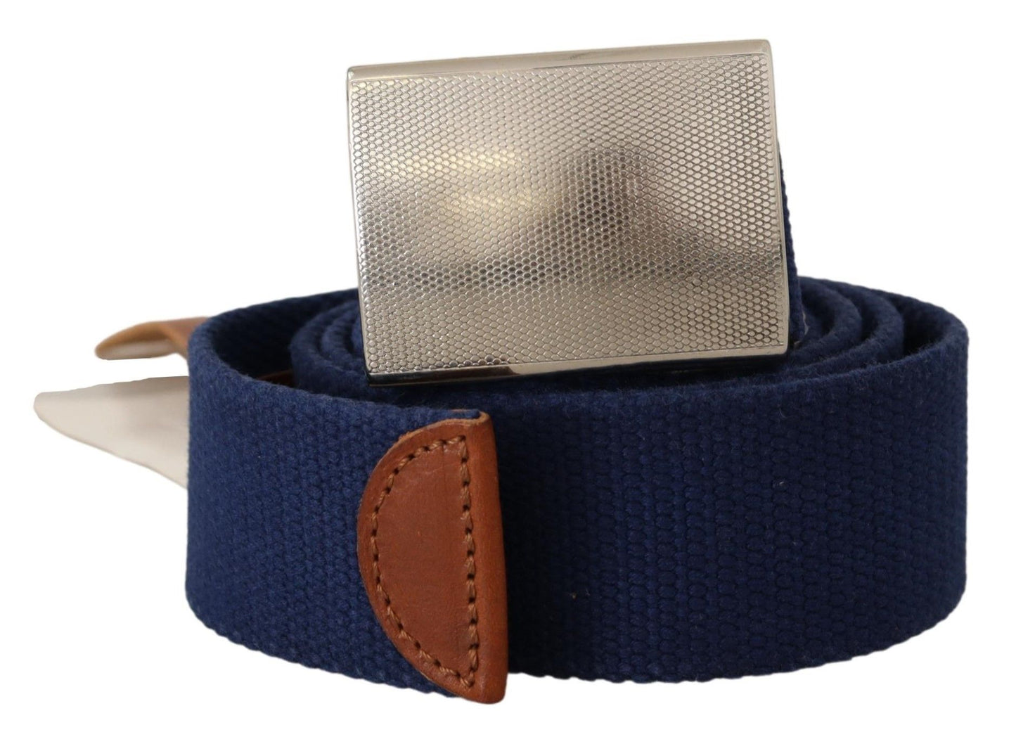 Elegant Blue Cotton-Leather Men's Belt