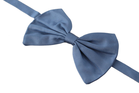 Elegant Blue Silk Bow Tie