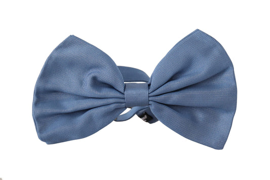 Elegant Blue Silk Bow Tie