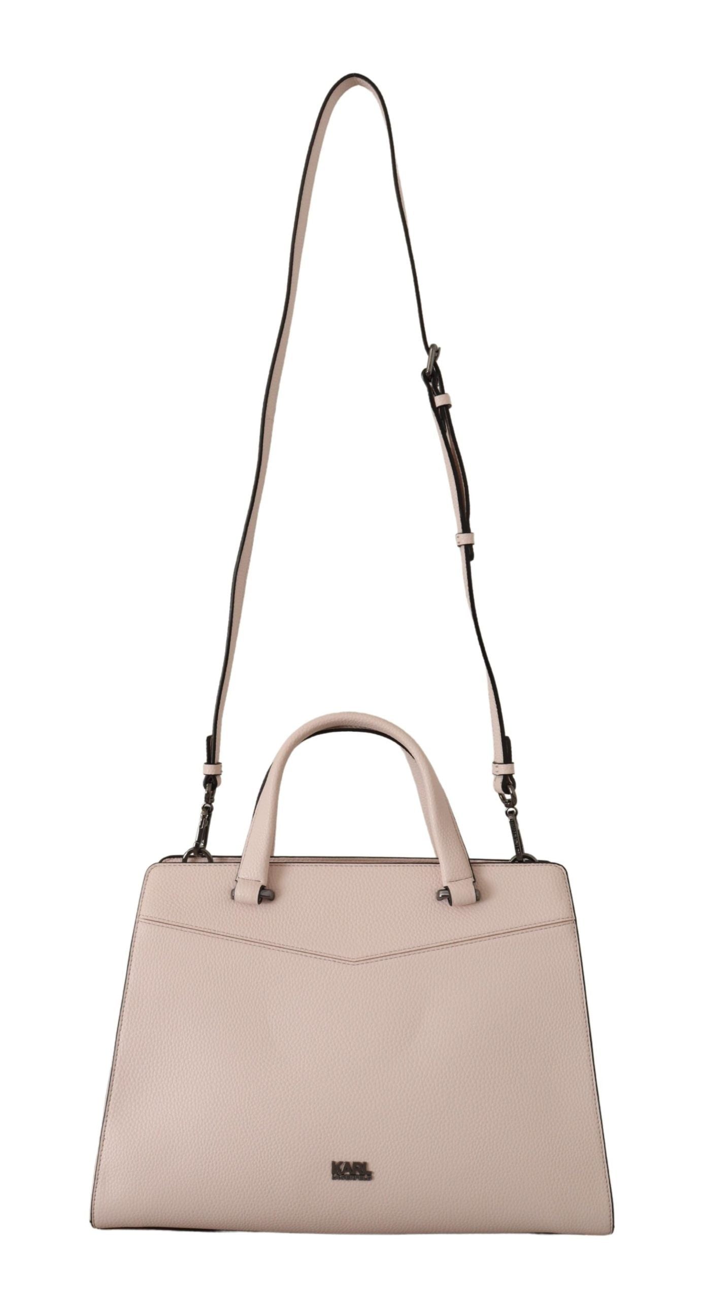 Elegant Light Pink Leather Tote Shoulder Bag