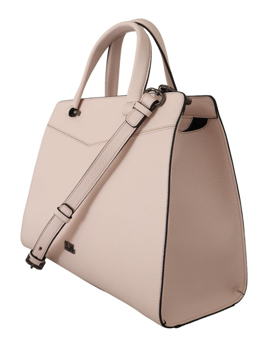 Elegant Light Pink Leather Tote Shoulder Bag