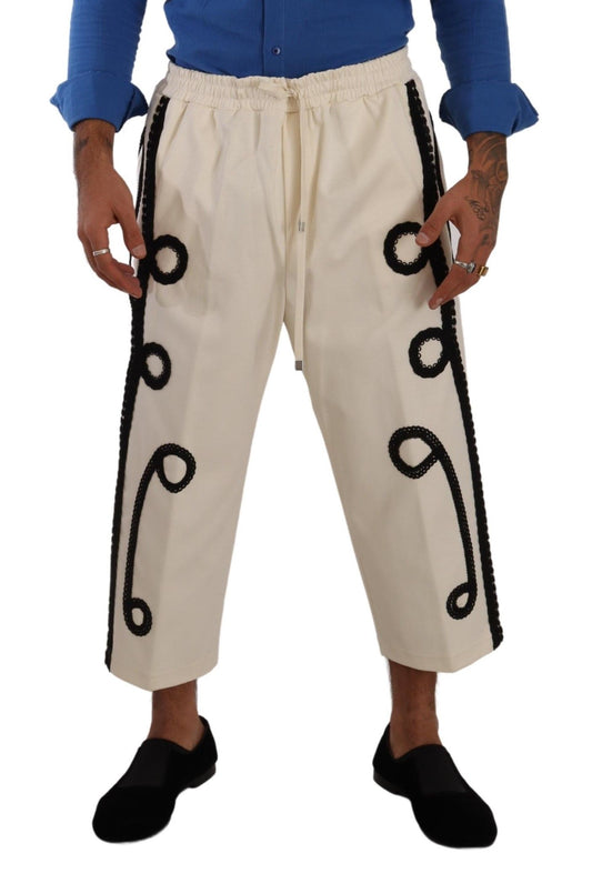 Elegant Off-White Cropped Torero Pants