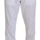 White Polyester Crown Logo Jogger Pants
