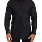 Elegant Black Slim Fit Cotton Shirt
