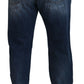 Blue Tattered Cotton Stretch Slim Denim Jeans