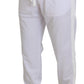 White Polyester Crown Logo Jogger Pants
