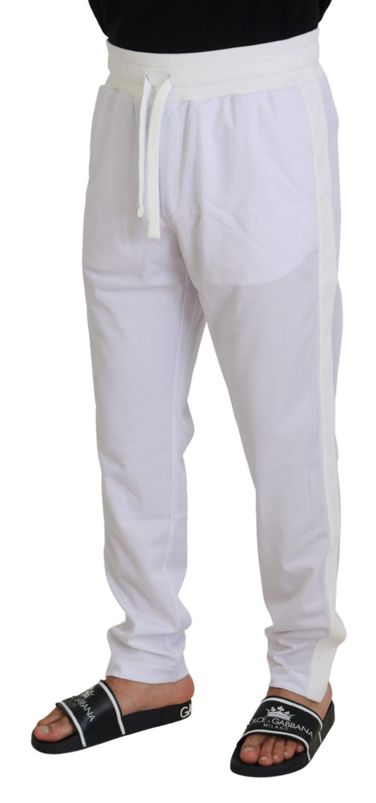 White Polyester Crown Logo Jogger Pants