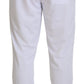 White Polyester Crown Logo Jogger Pants