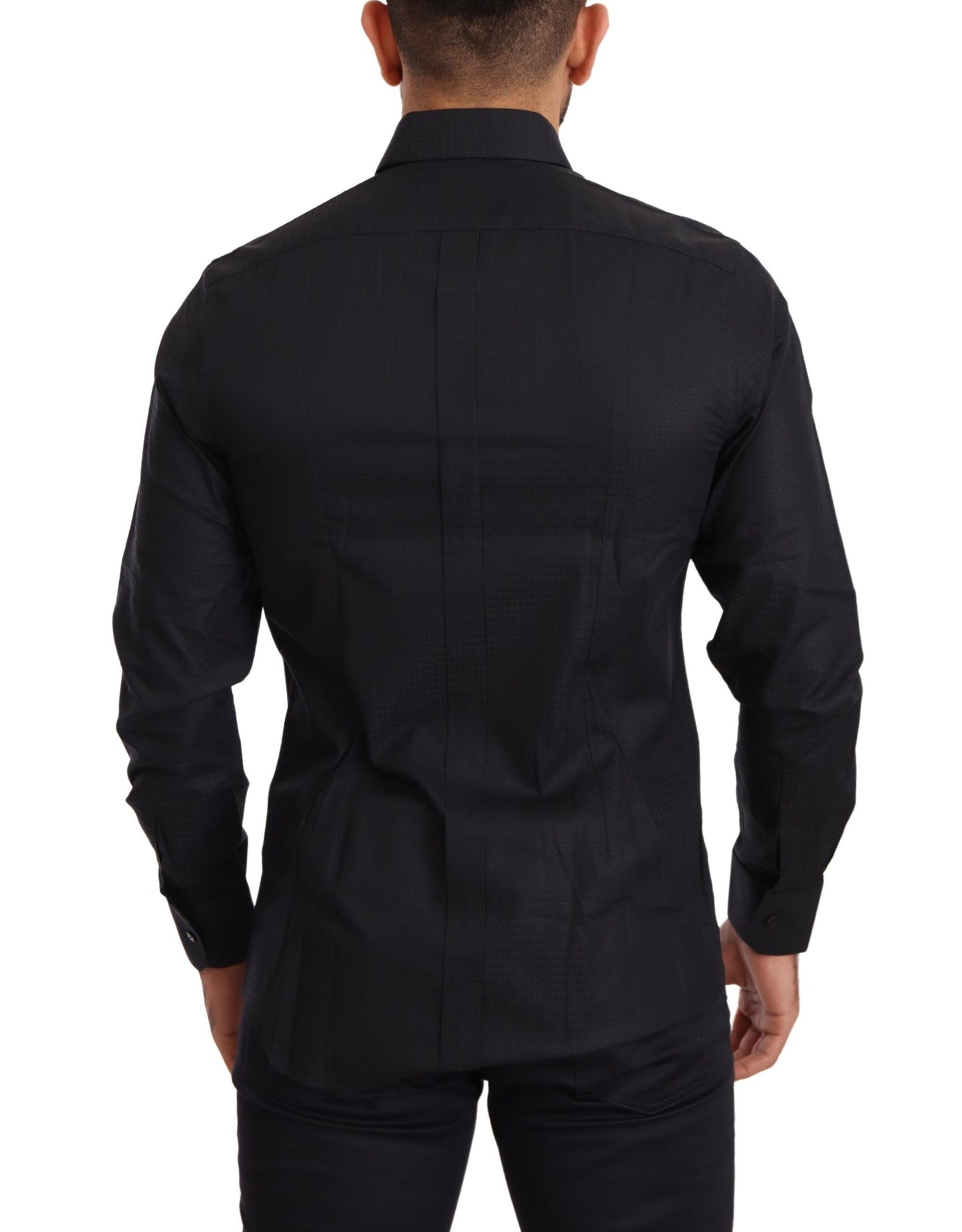 Elegant Black Slim Fit Cotton Shirt