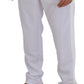 White Polyester Crown Logo Jogger Pants