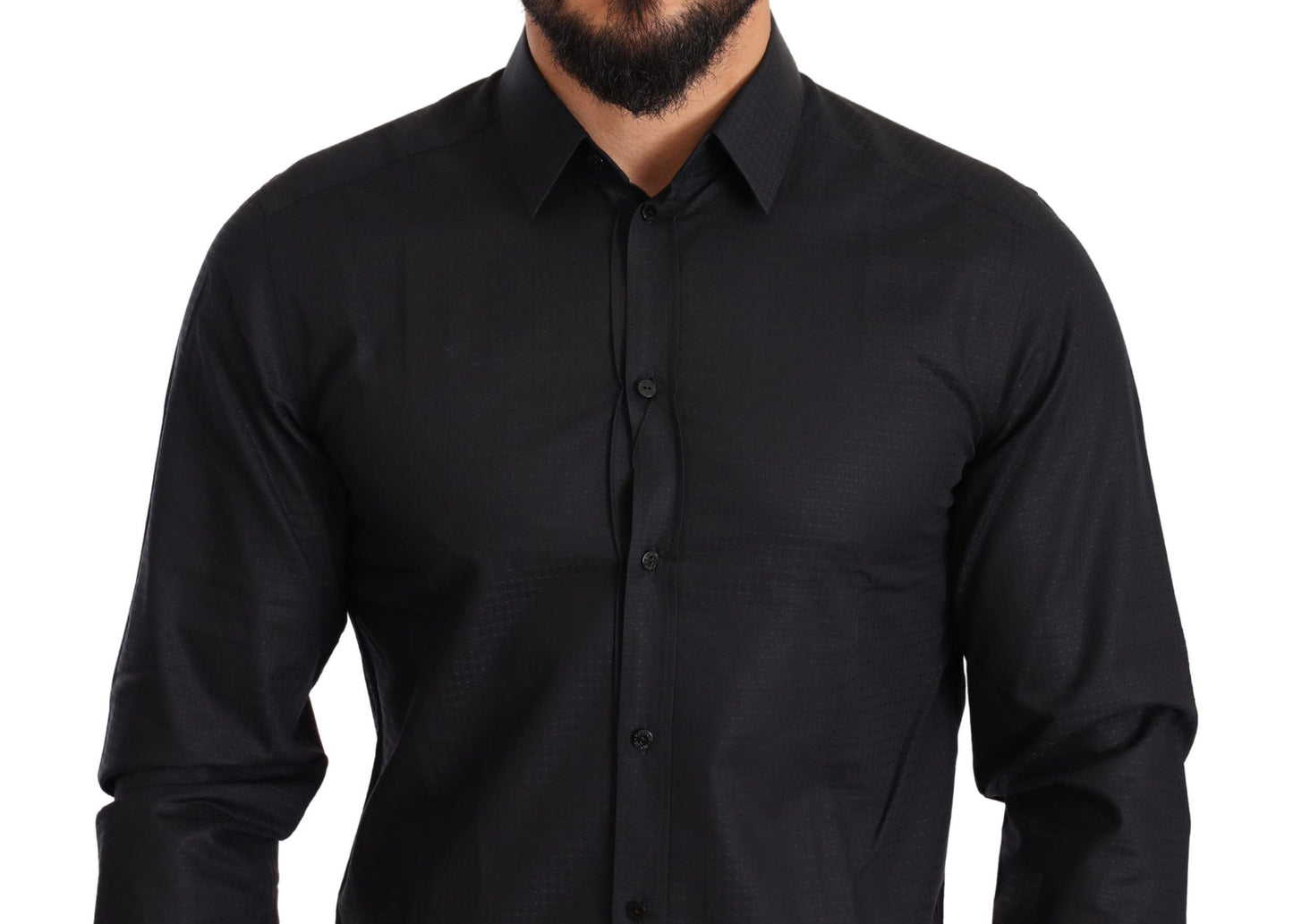 Elegant Black Slim Fit Cotton Shirt