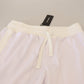 White Polyester Crown Logo Jogger Pants