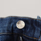 Blue Tattered Cotton Stretch Slim Denim Jeans