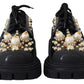 Black Leather Trekking Derby Embellished Shoes