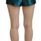 Blue Green Silk High Waist Hot Pants Shorts
