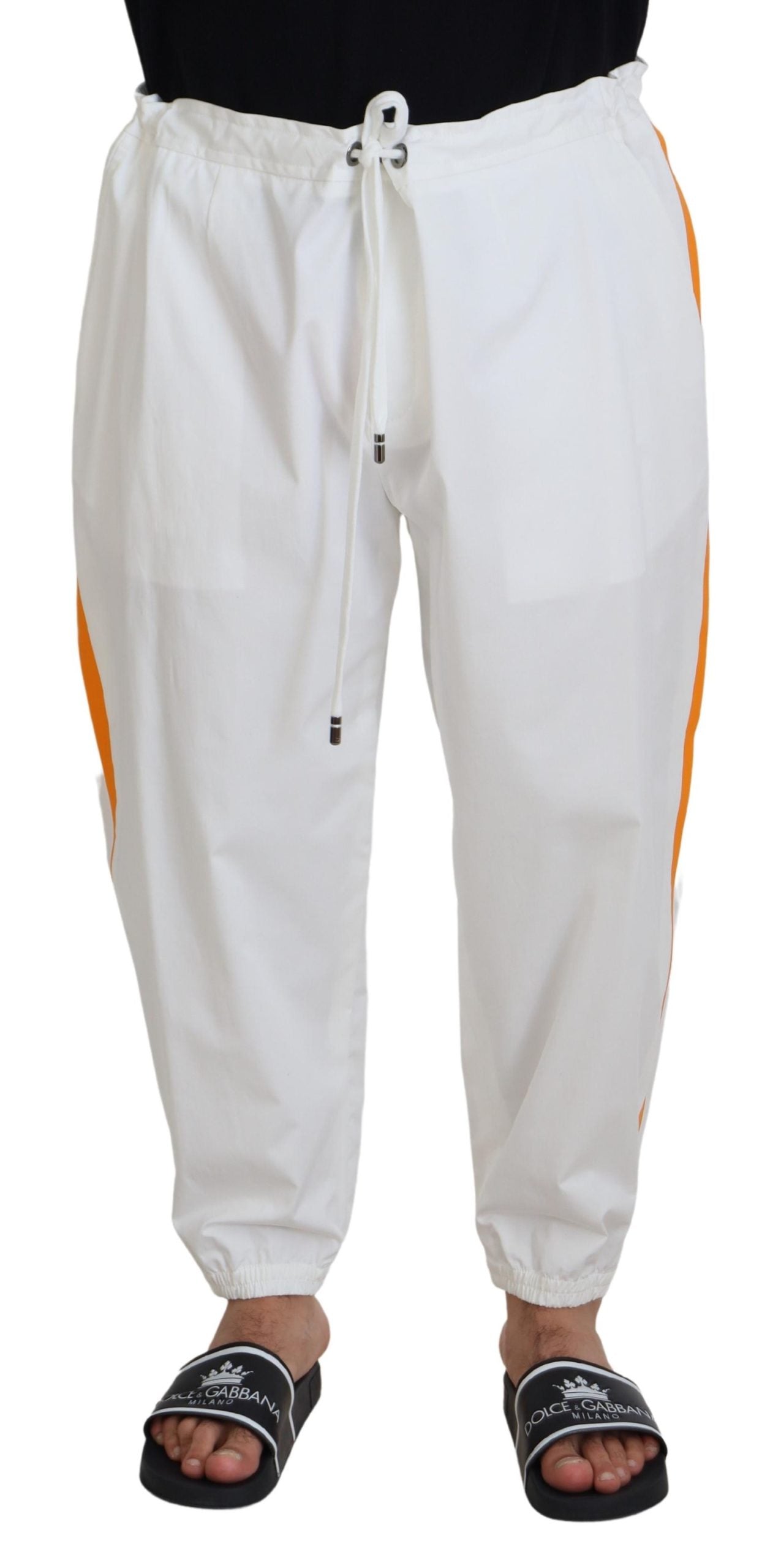 Elegant White Cotton Jogger Pants