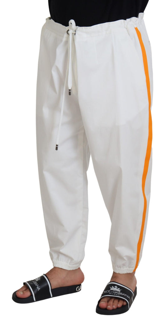 Elegant White Cotton Jogger Pants