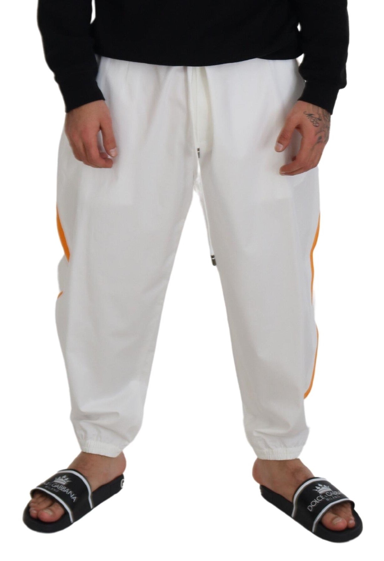 Elegant White Cotton Jogger Pants