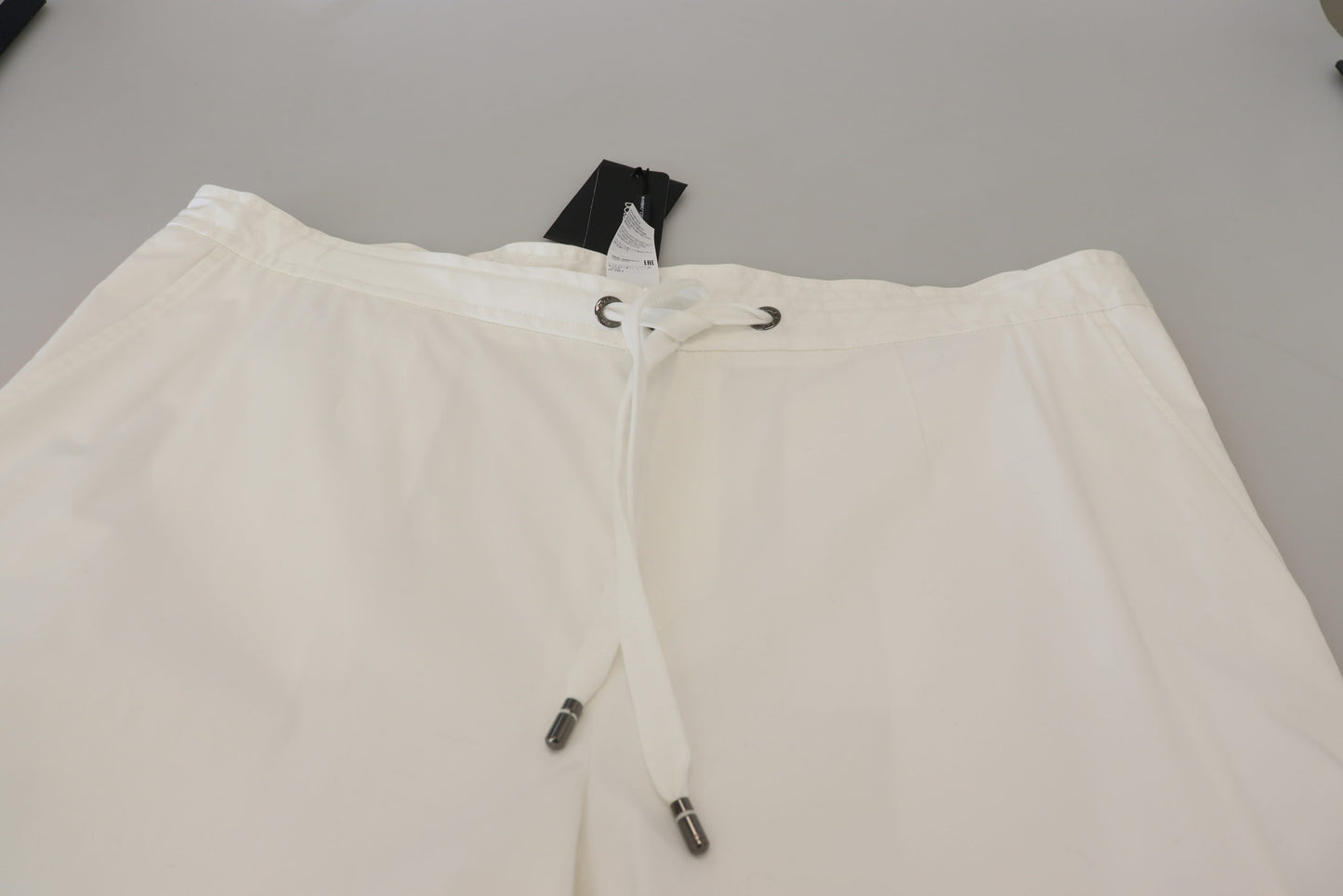 Elegant White Cotton Jogger Pants