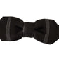 Elegant Black Gray Silk Bow Tie