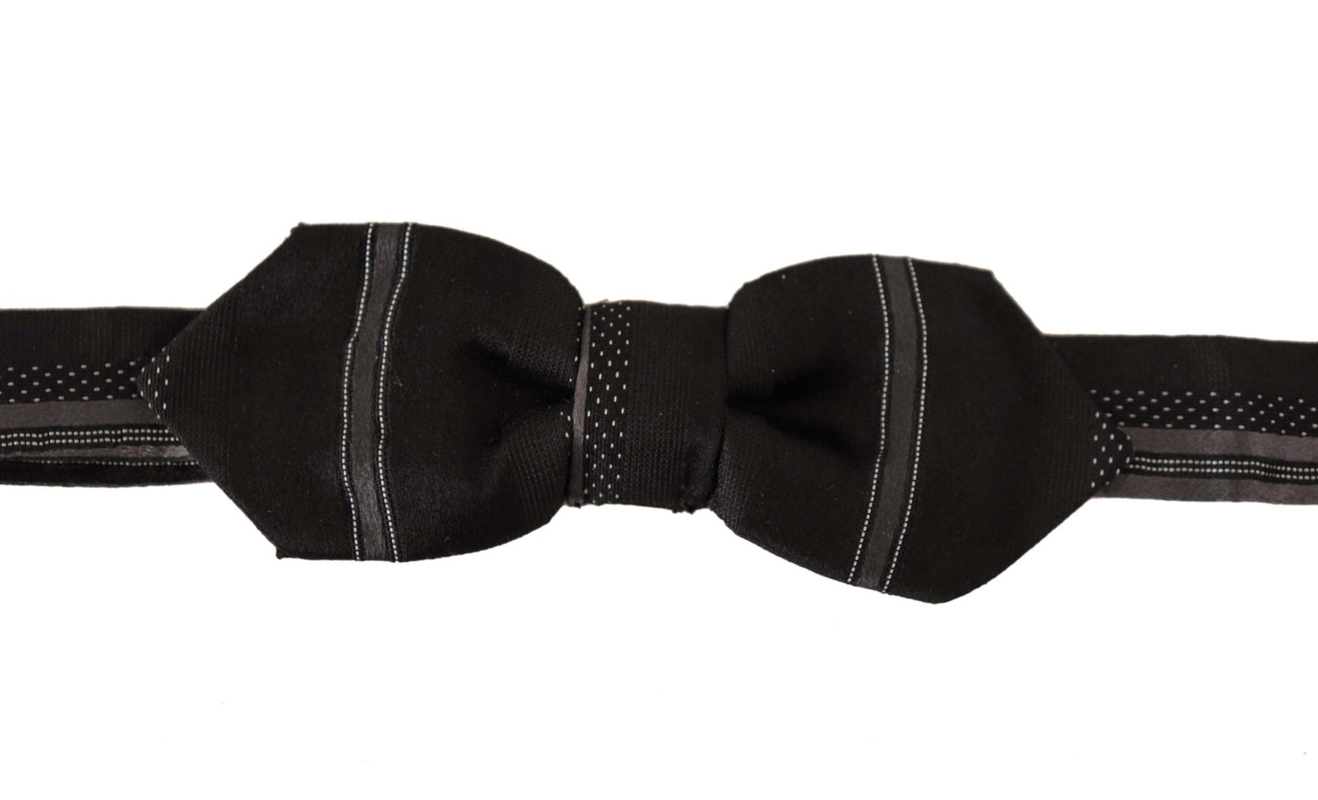 Elegant Black Gray Silk Bow Tie