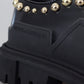 Black Leather Trekking Derby Embellished Shoes