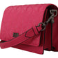 Chic Peony Pink Leather Crossbody Bag