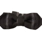 Elegant Black Gray Silk Bow Tie