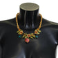 Elegant Floral Fruit Motif Gold Necklace