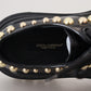 Black Leather Trekking Derby Embellished Shoes