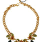 Elegant Floral Fruit Motif Gold Necklace