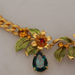 Elegant Floral Fruit Motif Gold Necklace