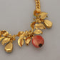 Elegant Floral Fruit Motif Gold Necklace